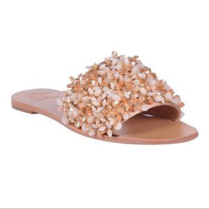 NWT Tory Burch Logan Flat Slide w/ Box Embellished